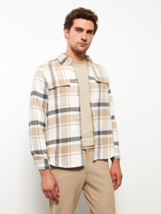 最安 Oversize Long Sleeve Plaid Gabardine Men Shirt Jacket トップス