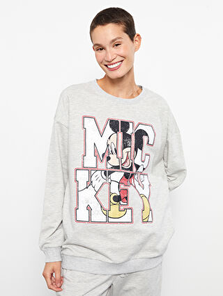 Crew Neck Mickey Mouse Printed Long Sleeve Oversize Women s Sweatshirt W2IB90Z8 EFN W2IB90Z8 EFN LC Waikiki