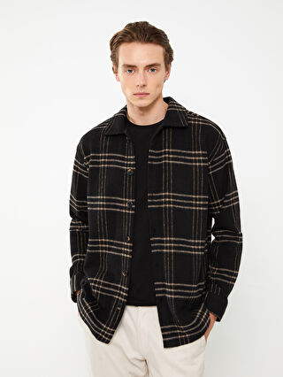 Regular Fit Long Sleeve Plaid Men's Flannel Shirt Jacket