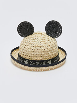 LC Waikiki Mickey Mouse Baskılı Kız Bebek Hasır Fötr Şapka