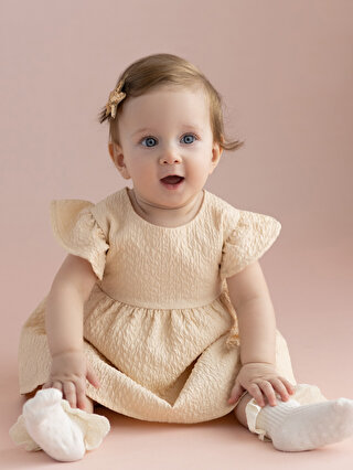 KANZ U Yaka Askılı Kız Bebek Elbise