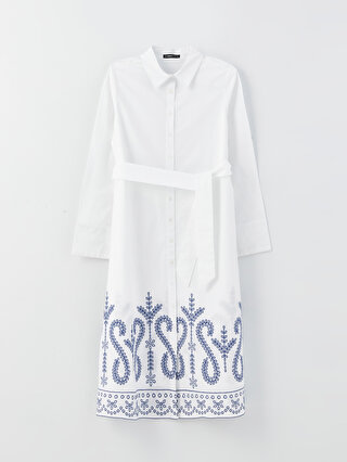 Embroidered Long-Sleeve Women's Shirt Dress -S3AS91Z8-FEW - S3AS91Z8-FEW -  LC Waikiki