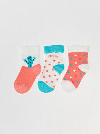 AZİZ BEBE Desenli Kız Bebek Soket Çorap 3'lü