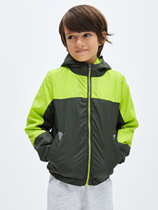 Hooded Color Block Boy Raincoat -W30255Z4-KDX - W30255Z4-KDX - LC Waikiki