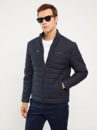 Slim Fit Turtle Neck Men's Faux Leather Jacket -W30453Z8-MTY Slim Fit Turtle Neck Men's Faux Leather Jacket -W30453Z8-MTY