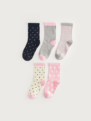 Polka Dot Girl Child Socks 5 Pack -W31863Z4-J2Y - W31863Z4