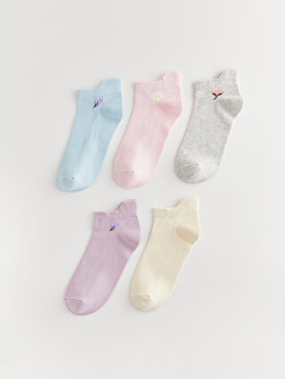 Floral Pattern Women's Booties Socks 5-Pack -W31948Z8-J0H - W31948Z8 ...