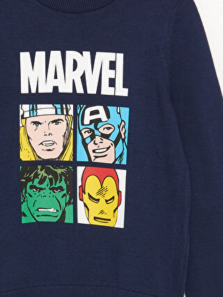 Crew Neck Marvel Printed Long Sleeve Boy s Sweater W33329Z4 UJK