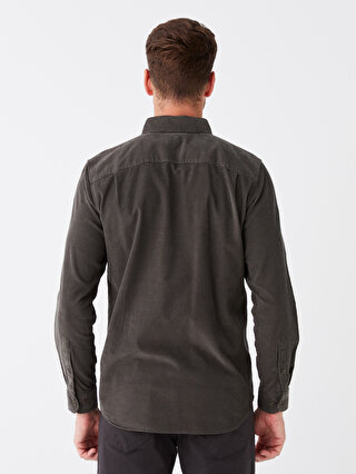 Regular Fit Long Sleeve Velvet Men's Shirt -W35889Z8-CU8 