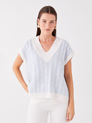 Katie PUNKY PUNKY v neck knit トップス　ホワイト ః katie PUNKY PUNKY v neck knit PINK