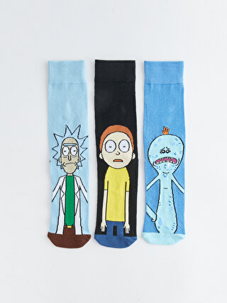 LC Waikiki Rick and Morty Baskılı Erkek Soket Çorap 3'lü