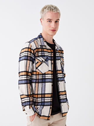 XSIDE Regular Fit Long Sleeve Plaid Men's Shirt Jacket