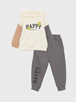 Printed Long Sleeve Baby Boy Hoodie and Sweatpants Set of 2