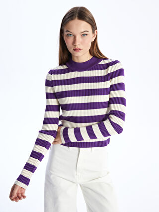 Crew Neck Long Sleeve Women s Tricot Sweater W3JI89Z8 LJB