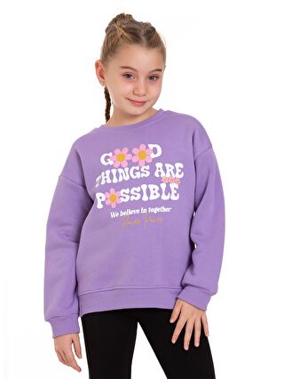 MYHANNE Bisiklet Yaka Uzun Kollu Kız Çocuk Sweatshirt