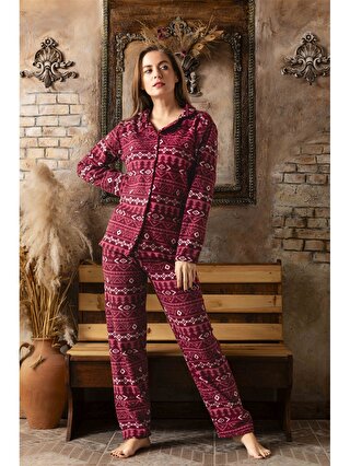 SUDE HOME WEAR Gömlek Yaka Kadın Pijama Takımı