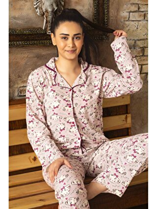 SUDE HOME WEAR Gömlek Yaka Kadın Pijama Takımı