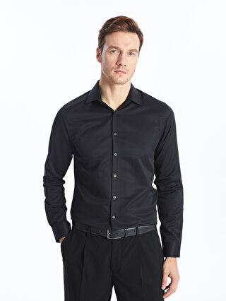 Slim Fit Long Sleeve Gabardine Men's Shirt -S40294Z8-RQL 