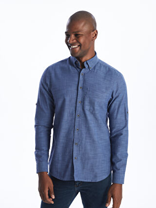 Regular Fit Long Sleeve Dobby Fabric Men's Shirt -S41074Z8