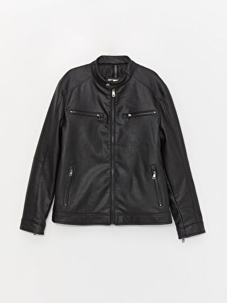 【お得】 Slim Fit -S41745Z8 Jacket Leather Faux Men's Collar Biker タイヤ・ホイール