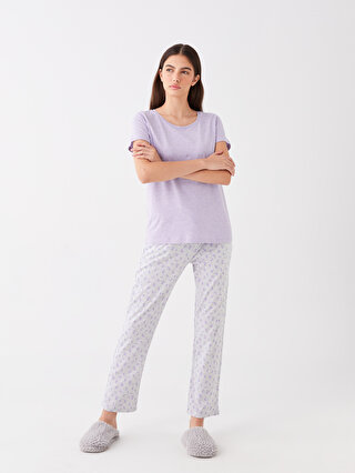 Crew Neck Patterned Long Sleeve Women's Pajama Set -S41923Z8-LB1 -  S41923Z8-LB1 - LC Waikiki
