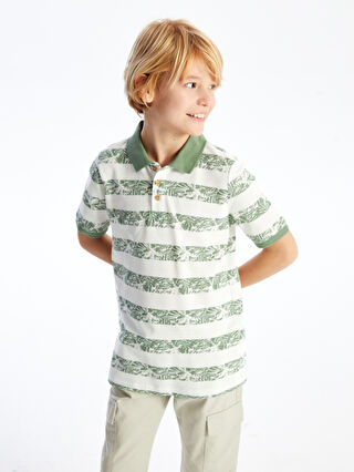 Polo Neck Printed Short Sleeve Boy T-Shirt -S47300Z4-LRB 