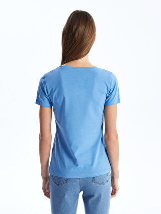 V Neck Straight Short Sleeve Women T-Shirt -S48208Z8-KYP 