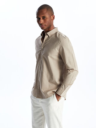 LC Waikiki Regular Fit Uzun Kollu Keten Karışımlı Erkek Gömlek