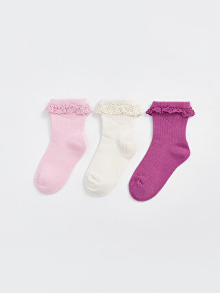 KANZ Kız Bebek Soket Çorap 3'lü Paket
