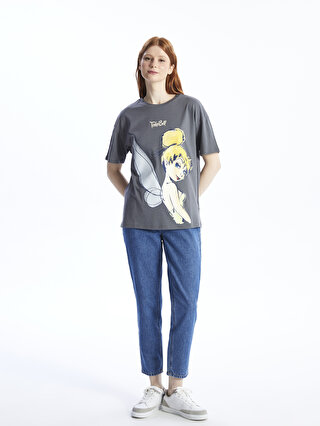 Crew Neck Tinker Bell Printed Short Sleeve Women's T-Shirt 