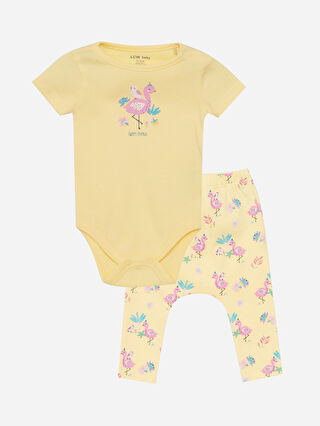 Bicycle Collar Short Sleeved Baby Girl Snap Fastener Body and Trousers  2-Piece Set -S4HO87Z1-FQJ - S4HO87Z1-FQJ - LC Waikiki