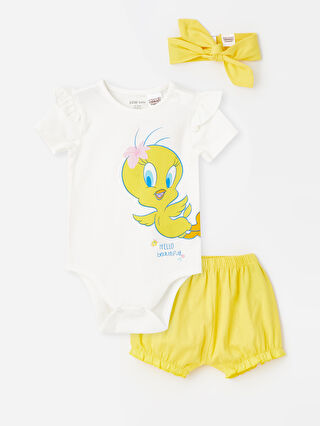 Crew Neck Tweety Printed Baby Girl 3-Piece Set -S4HS06Z1-FDU - S4HS06Z1-FDU  - LC Waikiki
