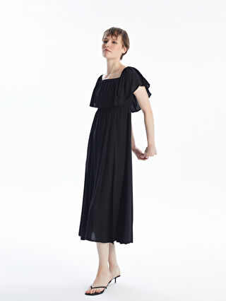 Boat Collar Straight Short Sleeve Women's Dress -S4JY55Z8-CVL -  S4JY55Z8-CVL - LC Waikiki