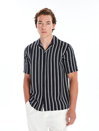 XSIDE Regular Fit Short Sleeve Striped Viscose Men's Shirt