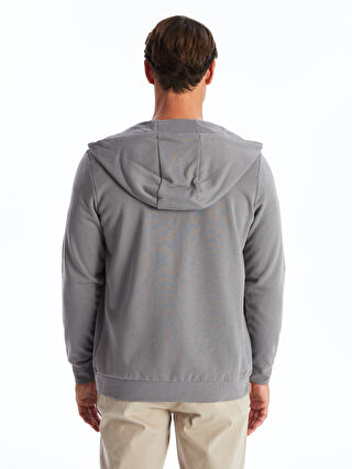 Hooded Long Sleeve Men's Thick Zippered Sweatshirt -W40829Z8