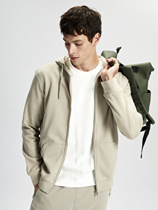 Hooded Long Sleeve Men's Thick Zippered Sweatshirt -W40829Z8