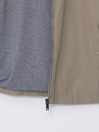 ステファノカウ　タイ　ブルーグレー　フランコバッシ Slim Fit Funnel Neck Suede Men's Coat -W40490Z8-CUZ