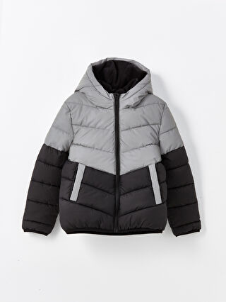 Hooded Reflective Detail Boys' Puffer Coat -W43079Z4-J2B