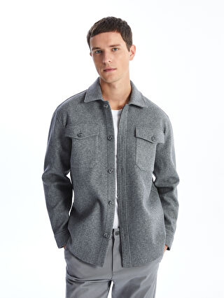 Regular Fit Long Sleeve Wool Men's Shirt Jacket -W43373Z8-S94 -  W43373Z8-S94 - LC Waikiki