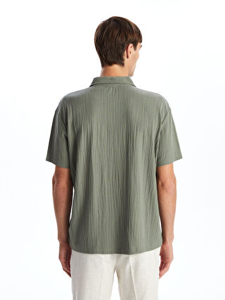 Polo Neck Short Sleeve Men's Textured T-Shirt -W43456Z8-Y8Q