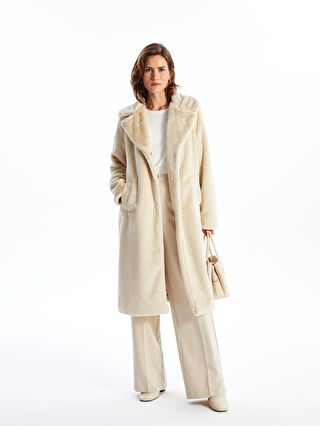 Jacket Collar Straight Long Sleeve Plush Women's Coat -W43550Z8-FF7 -  W43550Z8-FF7 - LC Waikiki