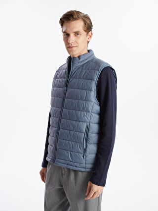 【HI FI FNK】Verb Padded Vest SOUTHBLUE Standard Fit Funnel Neck Men's Puffer Gilet