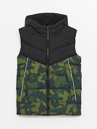 Boys camo puffer vest top