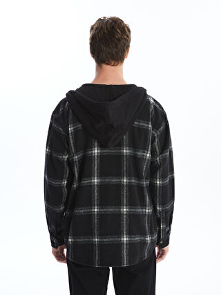 Relaxed Fit Long Sleeve Plaid Men's Shirt Jacket -W46516Z8