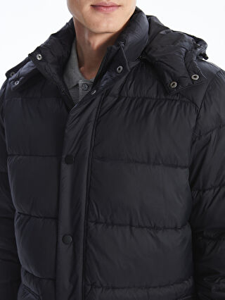 Regular Fit Hooded Men's Overcoat -W47734Z8-CVL - W47734Z8