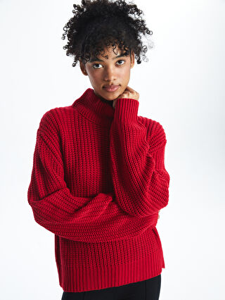 Half Turtleneck Women's Tricot Sweater -W4AK25Z8-HNK - W4AK25Z8-HNK - LC  Waikiki