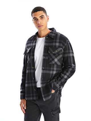Relaxed Fit Long Sleeve Plaid Men's Shirt Jacket -W4AR07Z8-LKX -  W4AR07Z8-LKX - LC Waikiki