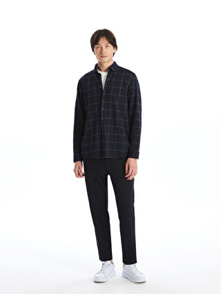 Slim Fit Long Sleeve Plaid Men's Shirt -W4BR64Z8-LGS