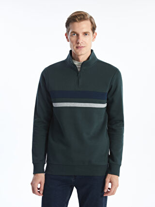Stand Collar Long Sleeve Men's Thick Sweatshirt -W4DT82Z8-PFN -  W4DT82Z8-PFN - LC Waikiki