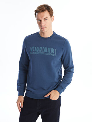 Crew Neck Long Sleeve Printed Men's Thick Sweatshirt -W4EB28Z8-HHX -  W4EB28Z8-HHX - LC Waikiki